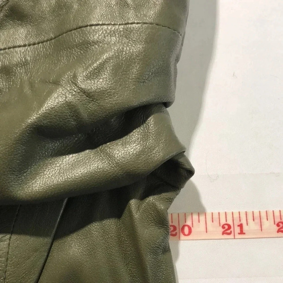 JESSICA LONDON Olive Green Leather Blazer/Jacket - Picture 9 of 11